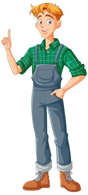 cartoon farmer with overalls
